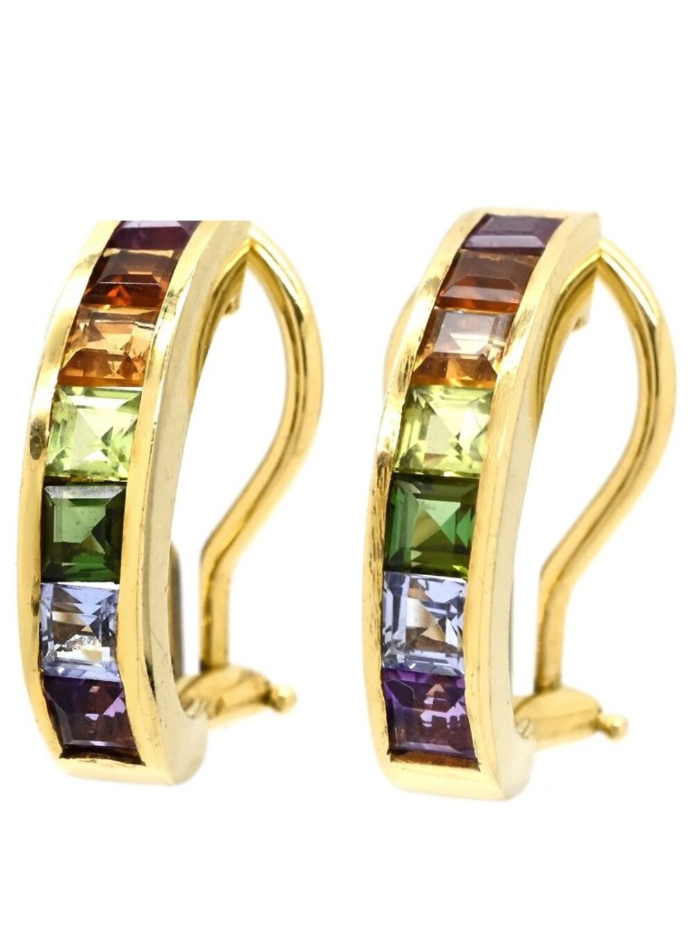 Tiffany & Co Earrings Rainbow Sapphire Multicolor Yellow Gold T&Co 18k Clip-On